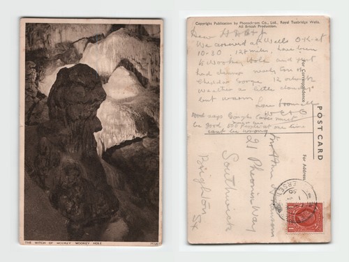 Postcard the witch of wookey - witch,
